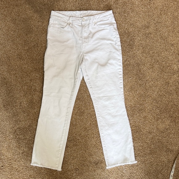 Good American Women's Good Straight Raw Hem White Stretch Denim Jeans Size 10 - Picture 2 of 13